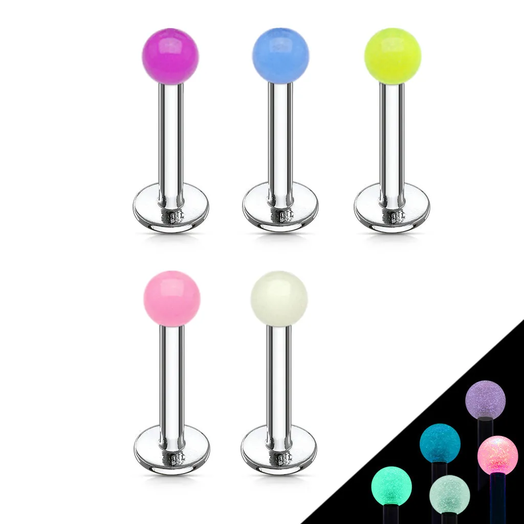 5 Pcs Value Pack of Assorted Glow in the Dark Ball 316L Steel WildKlass Labret & Monroe