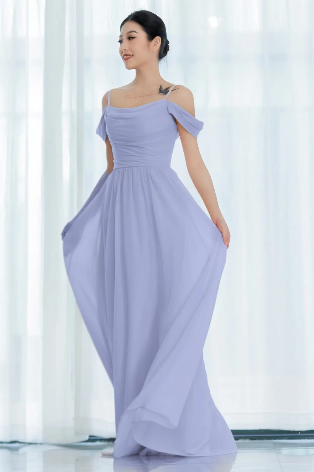 A-Line Floor Length Chiffon Bridesmaid Dress CB0717