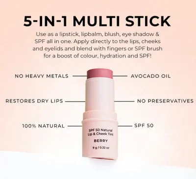 Avocado Zinc SPF50 Lip & Cheek Tint Nude