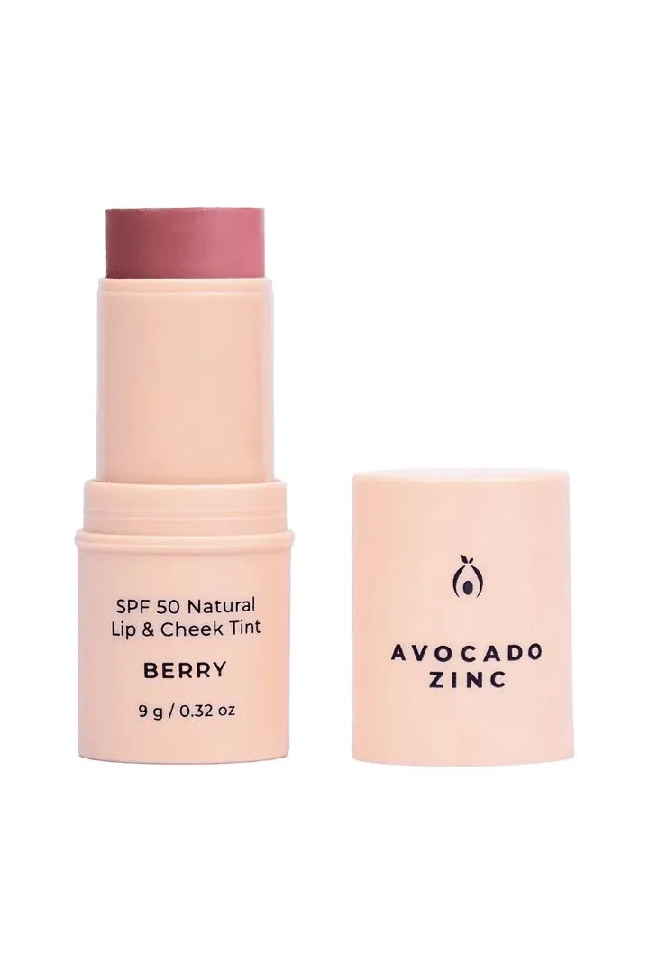 Avocado zinc spf50 natural lip & cheek tint - berry
