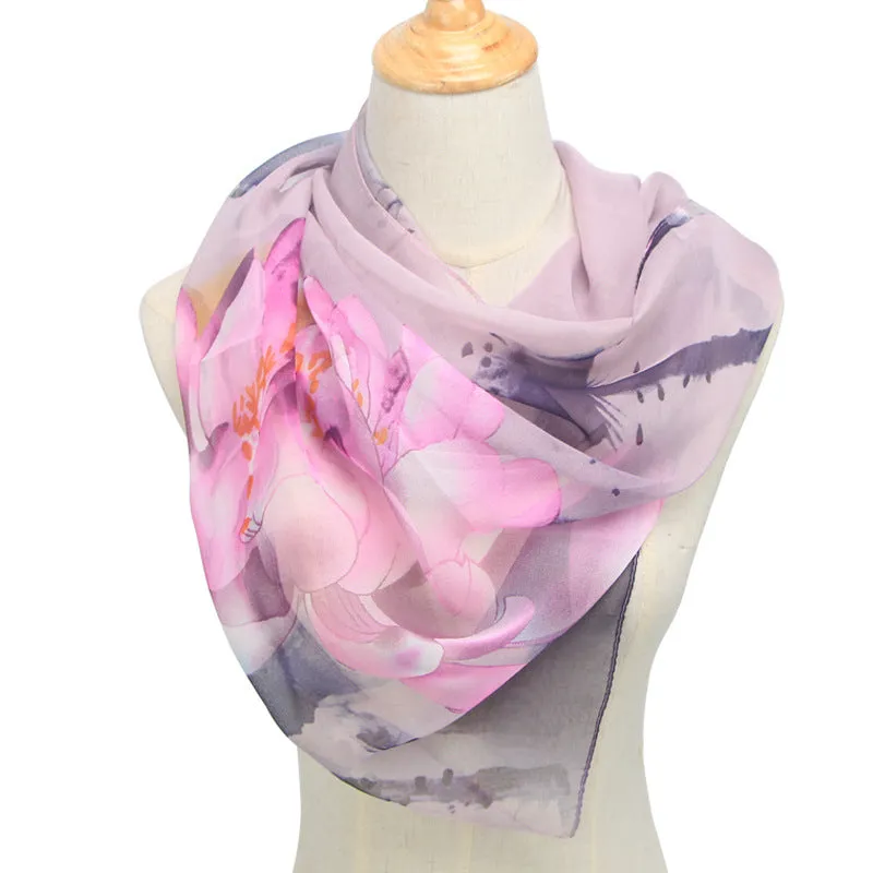 Blossom Breeze: Retro Ethnic Georgette Scarf Shawl