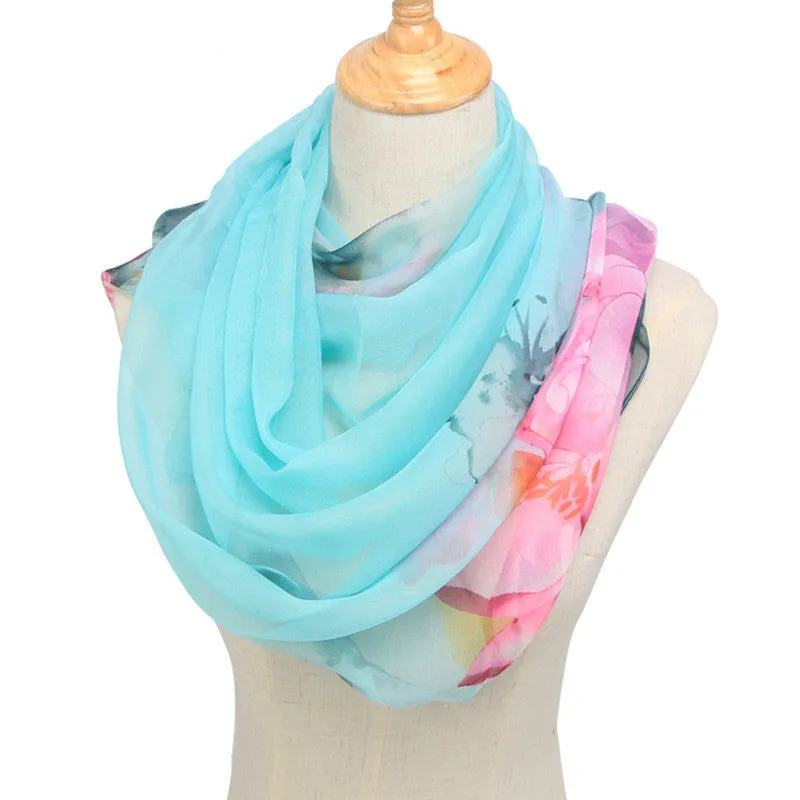 Blossom Breeze: Retro Ethnic Georgette Scarf Shawl