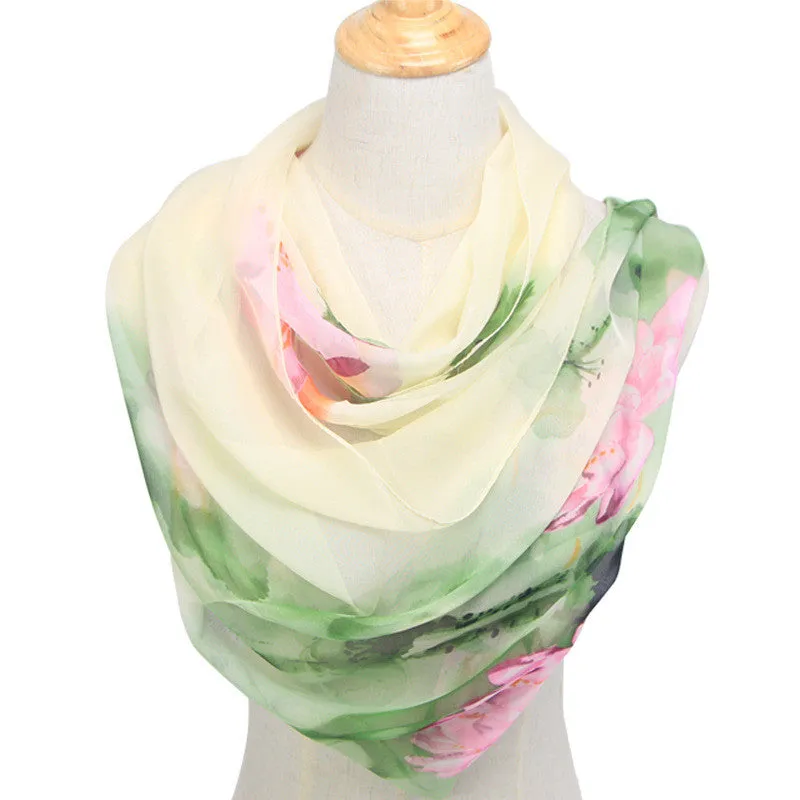Blossom Breeze: Retro Ethnic Georgette Scarf Shawl