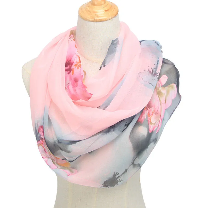 Blossom Breeze: Retro Ethnic Georgette Scarf Shawl