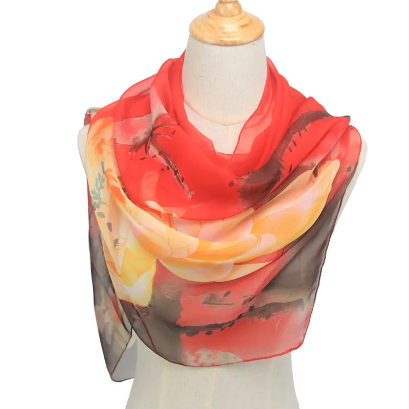 Blossom Breeze: Retro Ethnic Georgette Scarf Shawl