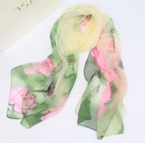 Blossom Breeze: Retro Ethnic Georgette Scarf Shawl