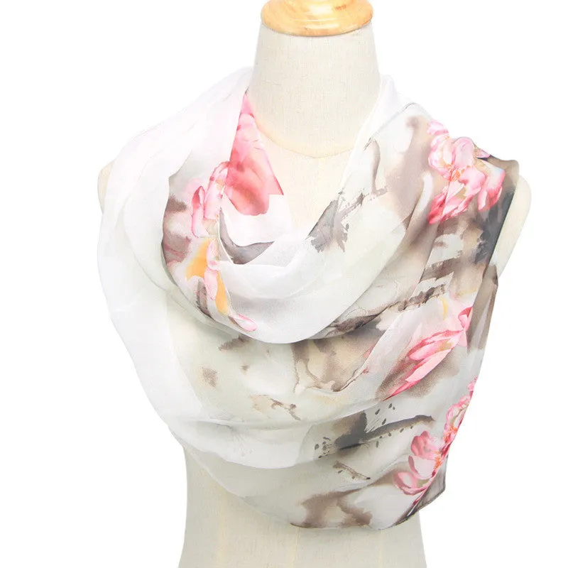 Blossom Breeze: Retro Ethnic Georgette Scarf Shawl