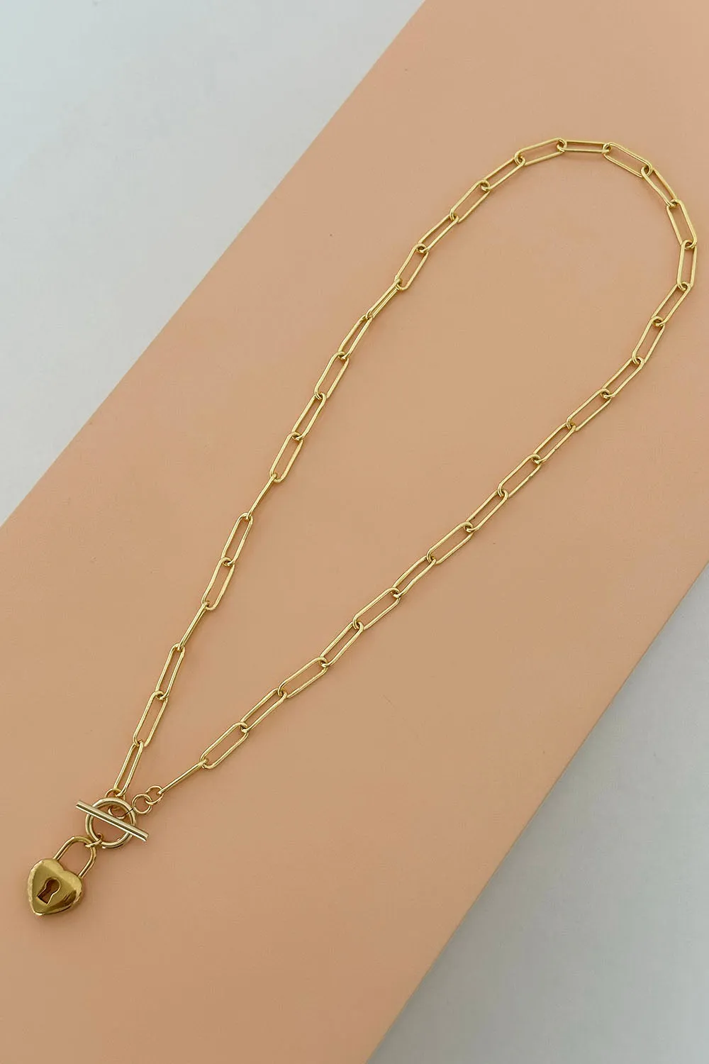 Chain Link Necklace - Fob   Heart