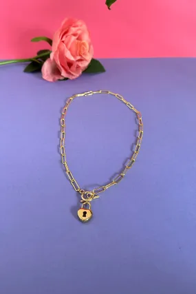 Chain Link Necklace - Fob   Heart