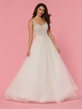 Davinci Bridal 50440 Long Tulle Ballgown Beaded Sheer Bodice Wedding Dress