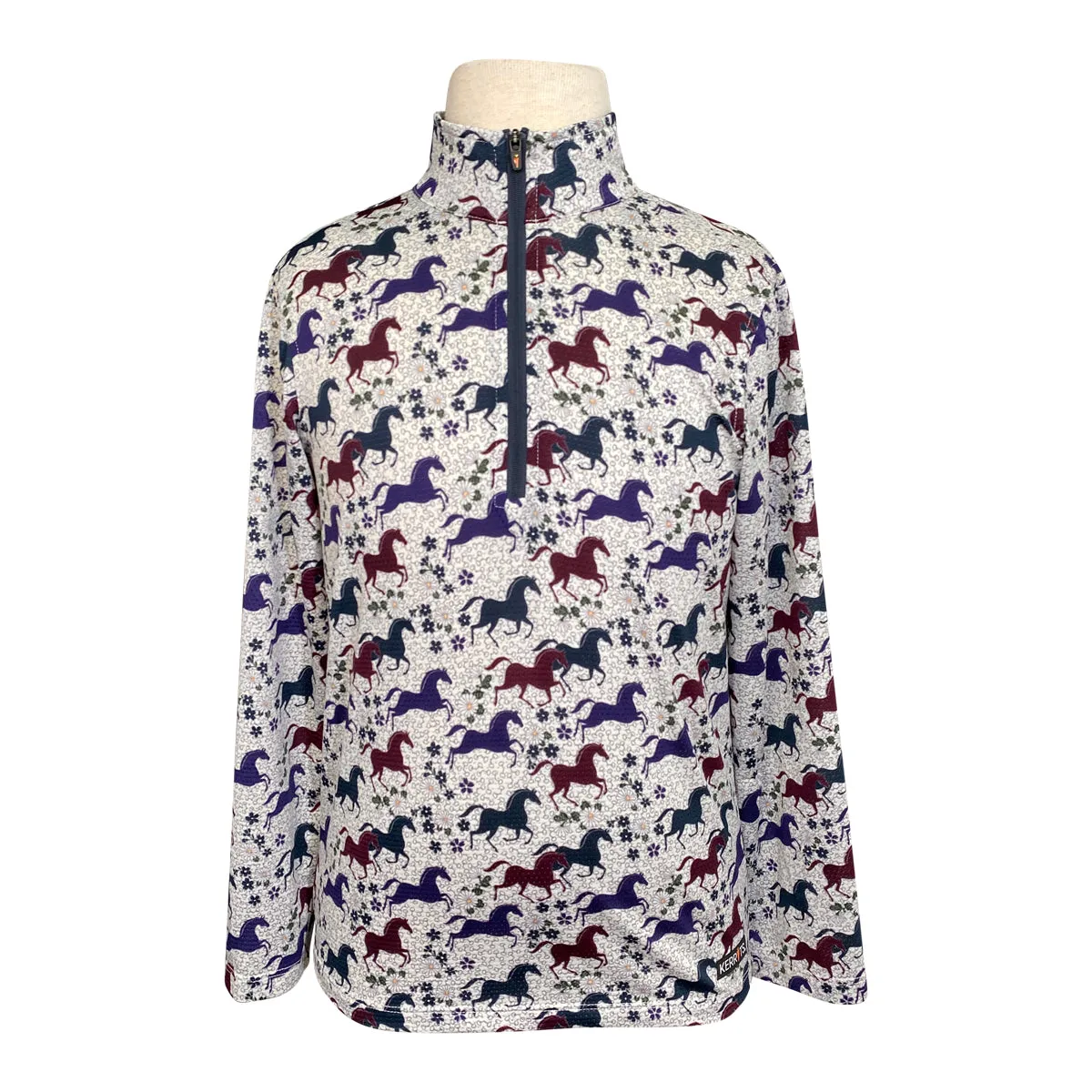Kerrits 'Ice Fil Lite' Long Sleeve Sun Shirt in Horses and Flowers - Children's Small