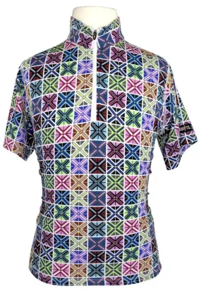 Kerrits 'Ice Fil' Short Sleeve Shirt in Multi Geo Pattern - Children's Medium