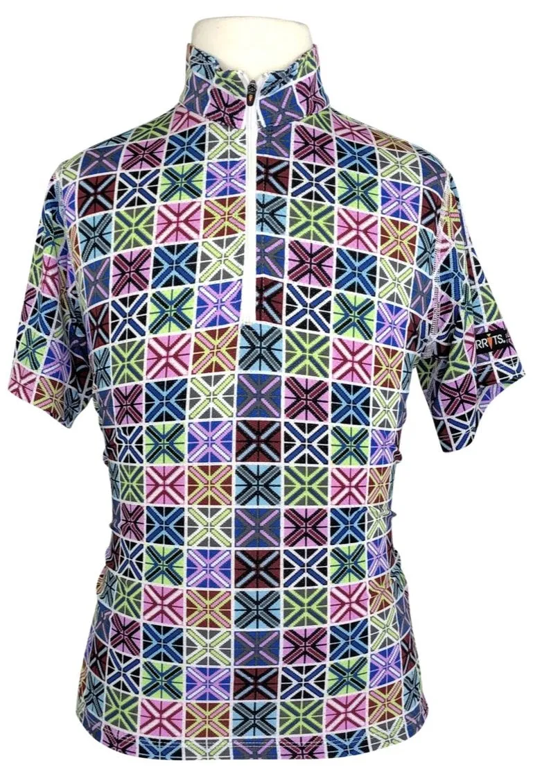 Kerrits 'Ice Fil' Short Sleeve Shirt in Multi Geo Pattern - Children's Medium