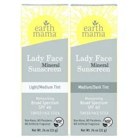 Lady Face™ Tinted Mineral Sunscreen Face Stick SPF 40 - Non Toxic, Cruelty Free, Sustainable