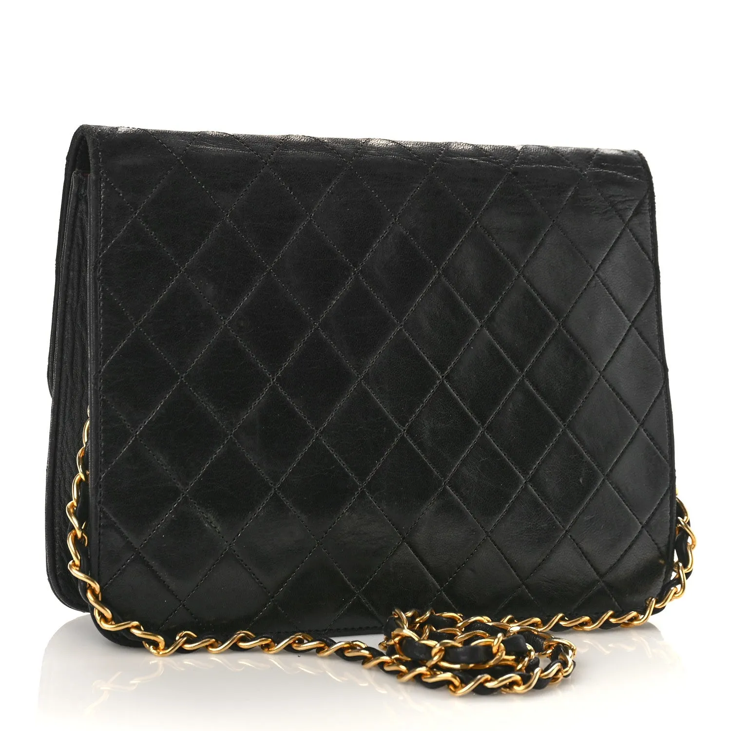 Lambskin Quilted Small Single Flap Bag Black