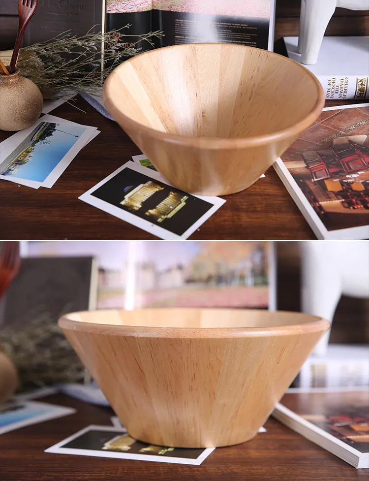 Large round Japanese style wooden bowl