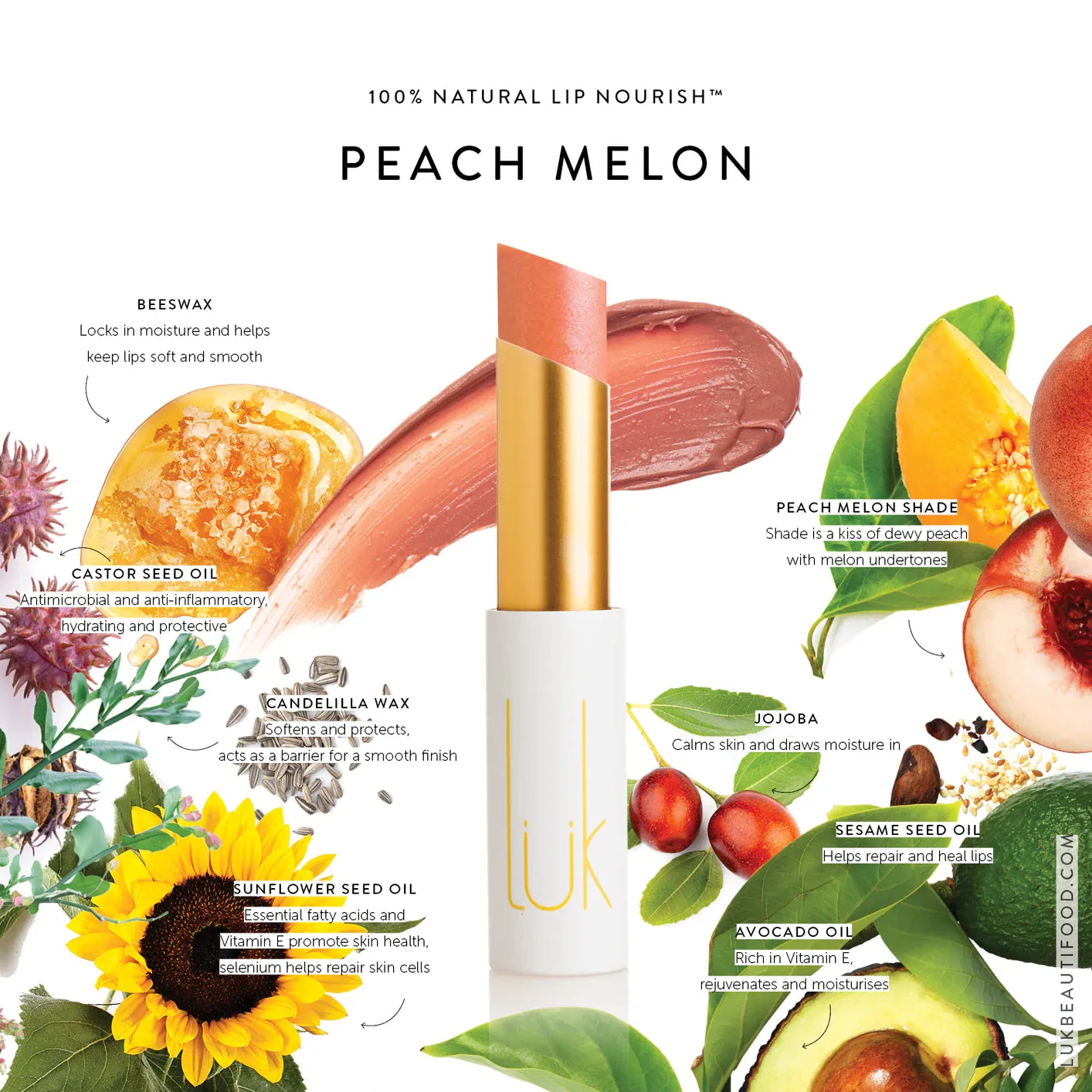 Luk Beautifood Lip Nourish – Peach Melon Natural Lipstick