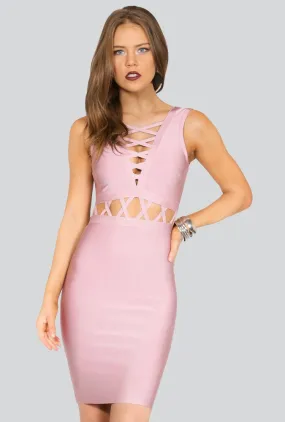Naughty Grl Elegant & Strappy Bodycon Dress - Blush